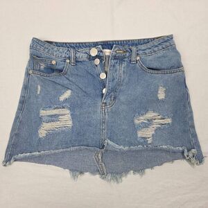 American Threads Distressed Denim Skirt M